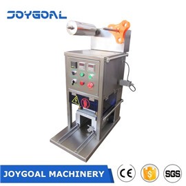 BHJ-4 Automatic cup tray filling and sealing machine for filling granules and liquid with hoist and sheet conveyor
