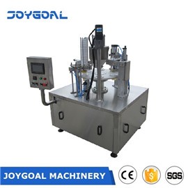 BHJ-4 Automatic cup tray filling and sealing machine for filling granules and liquid with hoist and sheet conveyor