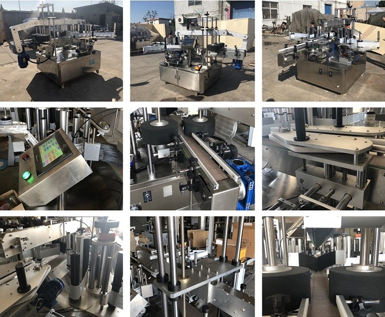 Automatic double sides stickers labelling labeling machine for square flat or round bottles