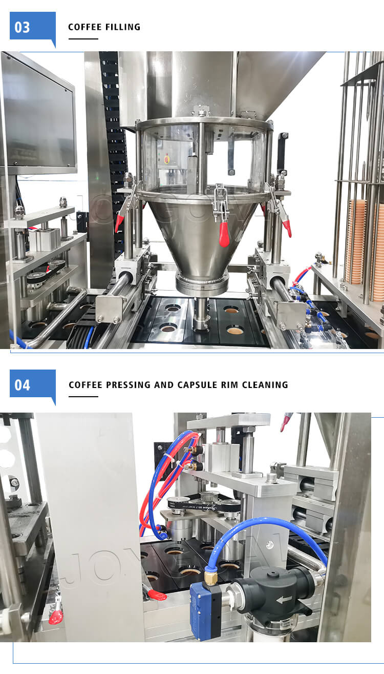 AUTOMATIC LINEAR ROLL FILM NESPRESSO COFFEE CAPSULE FILLING AND SEALING MACHINE