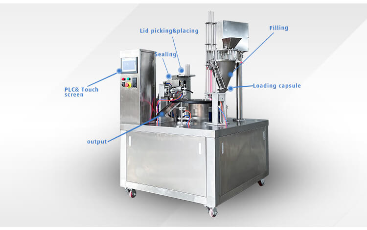automatic rotary Probiotics Freeze-dried powder coffee  capsule filling sealing machine