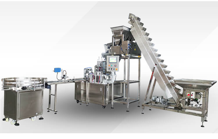 automatic Lifter weighing pan cup filling and sealing  machine for cooking salt