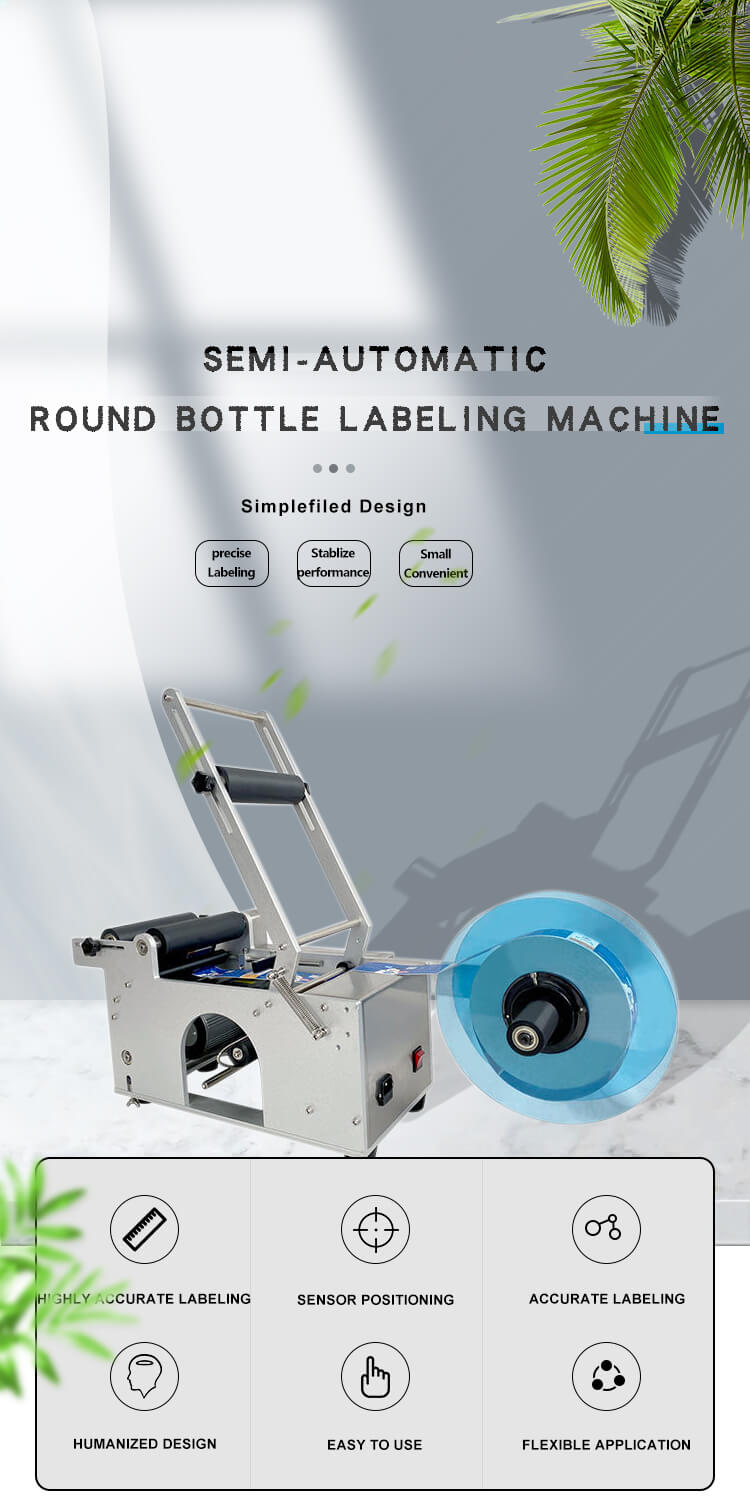 small semi automatic round bottle labeling machine date and fv