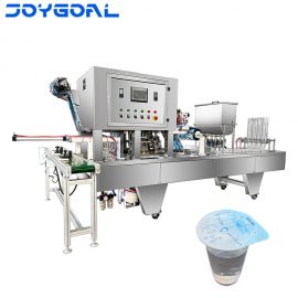 automatic juice cup filling and sealing machine conveyor belt transporting