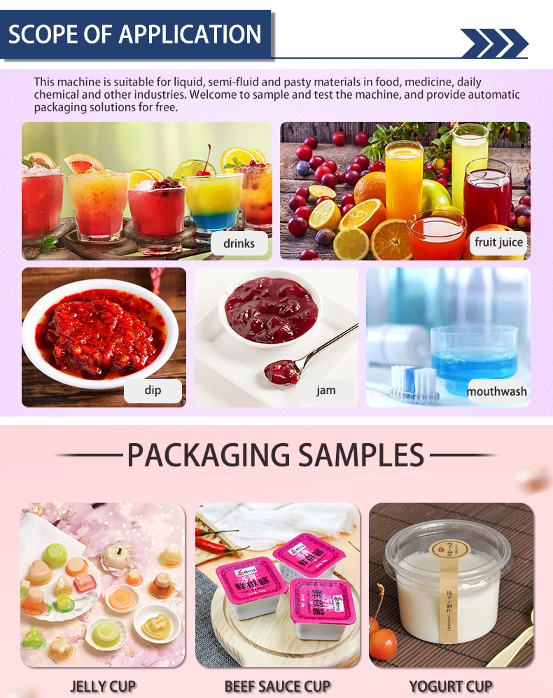 Cup sealing and filling machine Cup fruit beverage filling packing and coding machinery