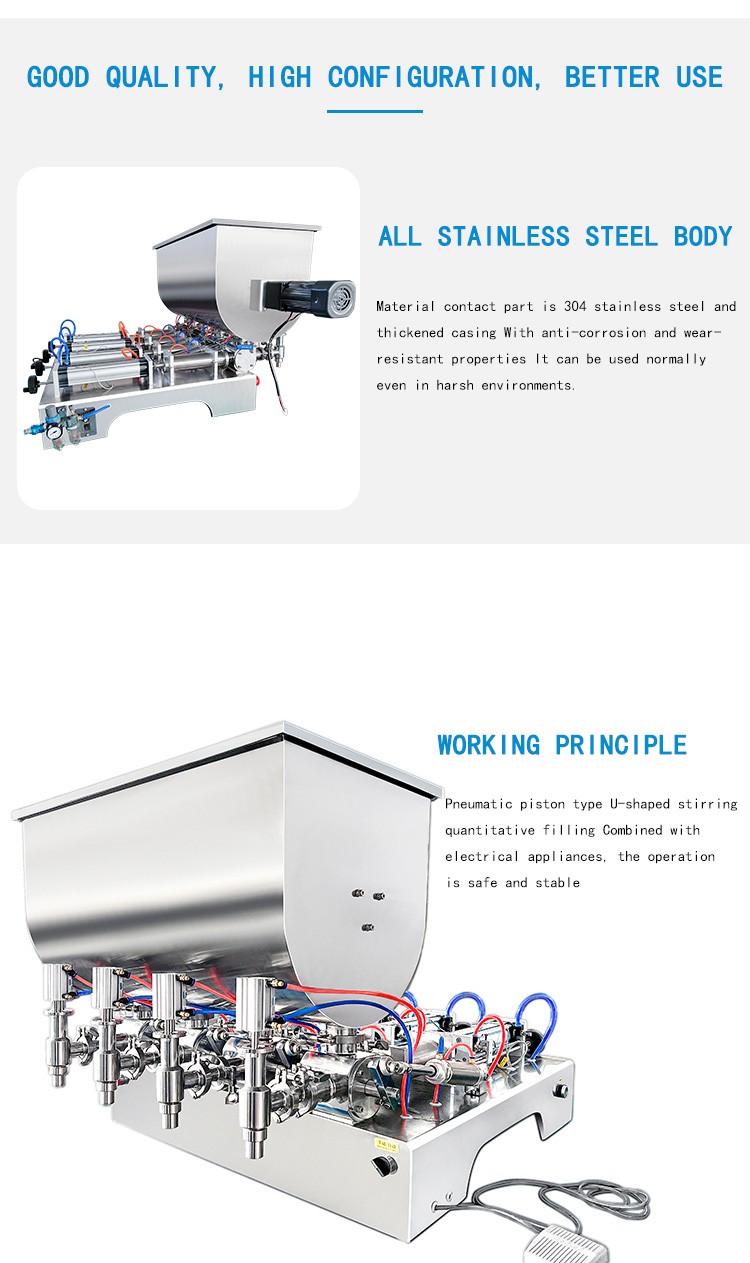 Lotion filling machine semi automatic Multi-Functional Double Head Piston Filler For Wholesales