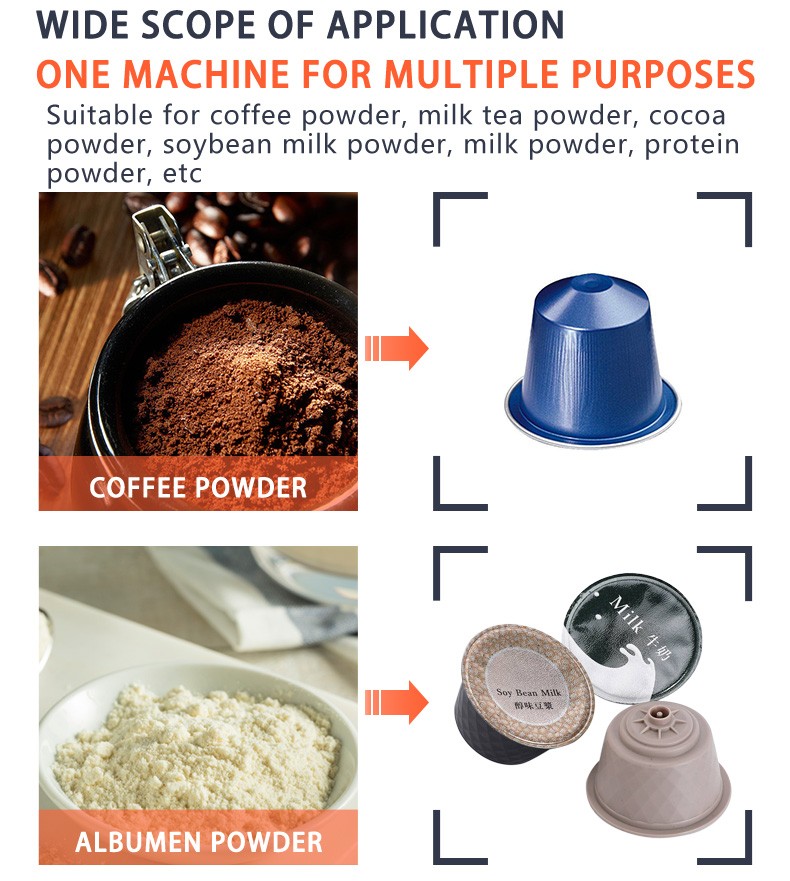 2020 New Design Low Price Automatic Single Lane Compatible Nespresso DOLCE GUSTO Coffee Capsule Filling Sealing Machine